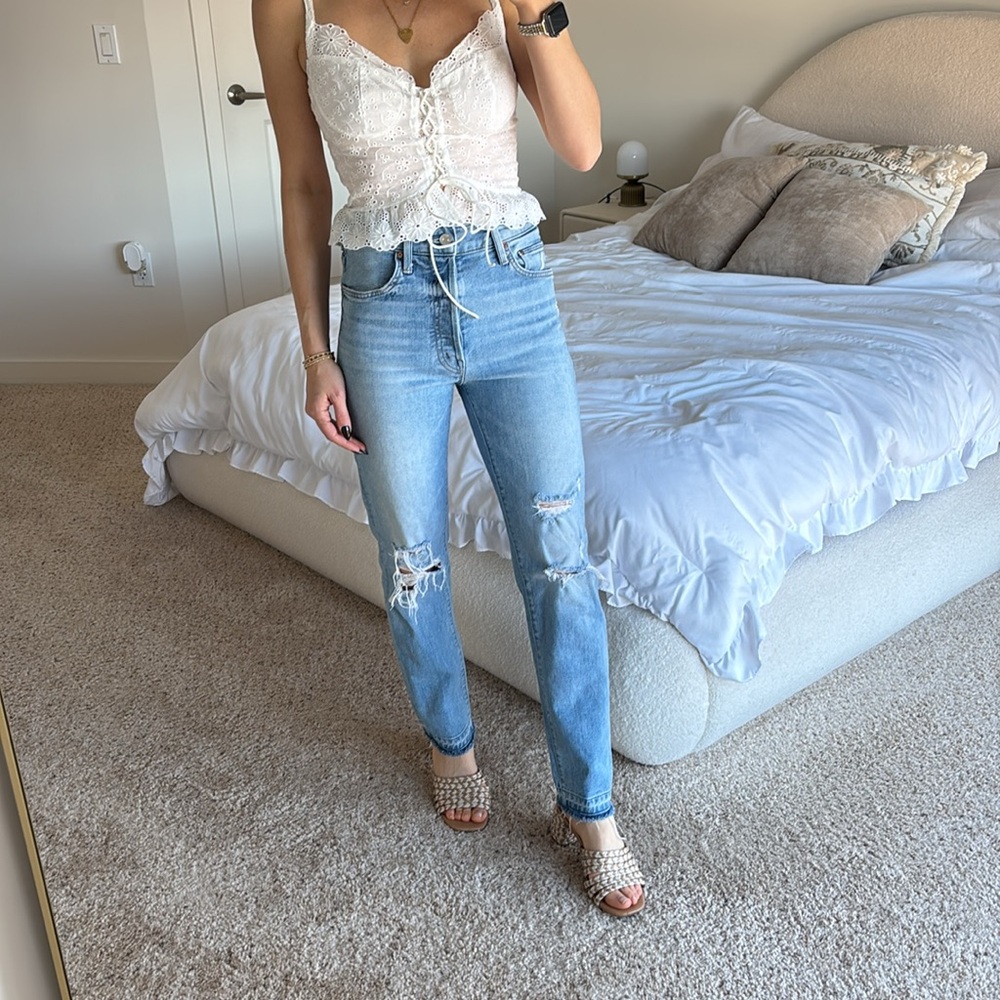 Mother superior Light Blue Jeans hiker hover undone hem on my knees raw hem